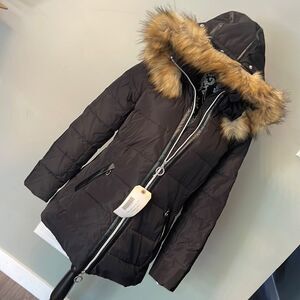 Bianca Nygard Sutton Down Parka with Faux Fur-Black